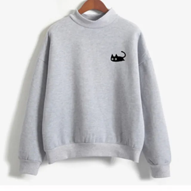 Cat crew neck women's sweater Grey - Shop at LoveMi