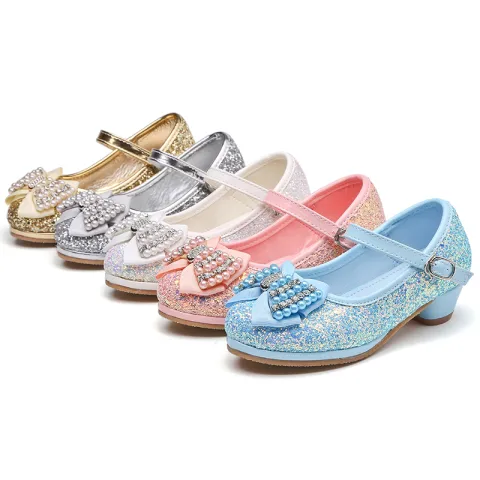 Children's Bow High Heel Crystal Shoes