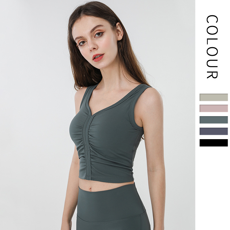 صدرية يوغا ضيقة بتصميم رقبة على شكل حرف V