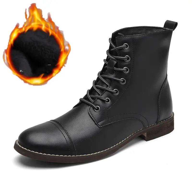 Men's shoes plus cashmere cotton shoes leather boots ankle boots