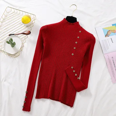 Half turtleneck sweater women's outer wear new autumn and winter - Red