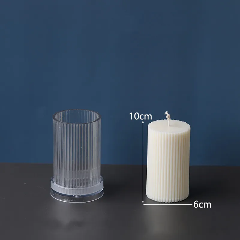 Vertical stripes cylindrical candle acrylic mold - 3Style