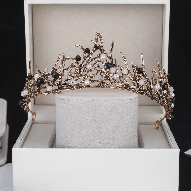 Black luxury crown bridal headdress wedding dress Style R - Shop at LoveMi