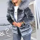 Ladies winter velvet coat faction overcomes Grey - Shop at LoveMi