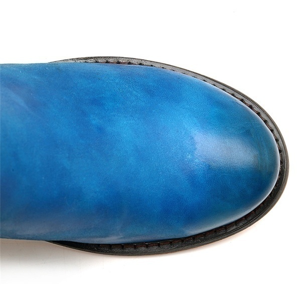 Retro fabric stitching adjustable leather pattern warm boots