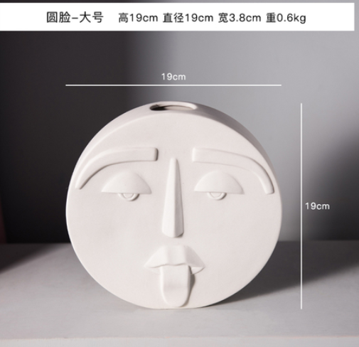 Nordic Style Modern Face Mask Ceramic Vase Home Decoration Flower Vases Head Matte Table Flower Vase for Wedding Decoration Prop