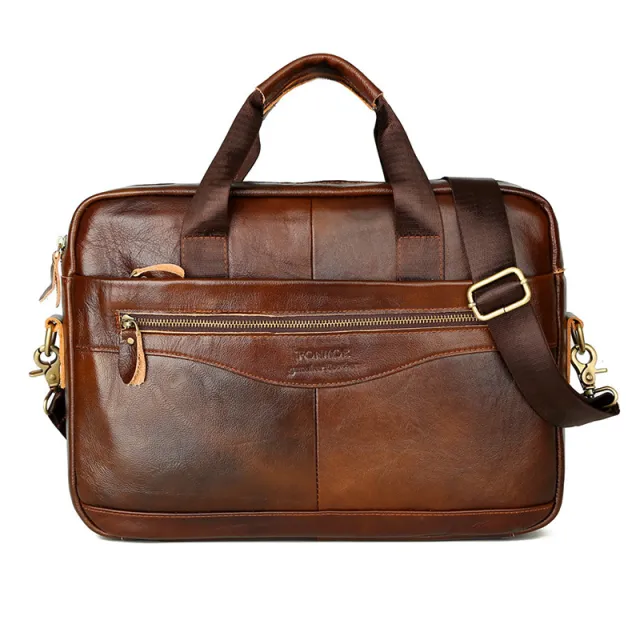 Cowhide men's horizontal business bag 9029 Br - Shop at LoveMi