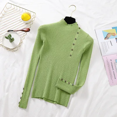 Half turtleneck sweater women's outer wear new autumn and winter Green - Shop at LoveMi