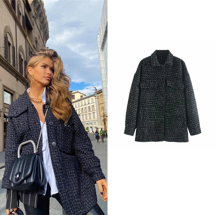 Literary retro small fragrant tweed jacket autumn and winter