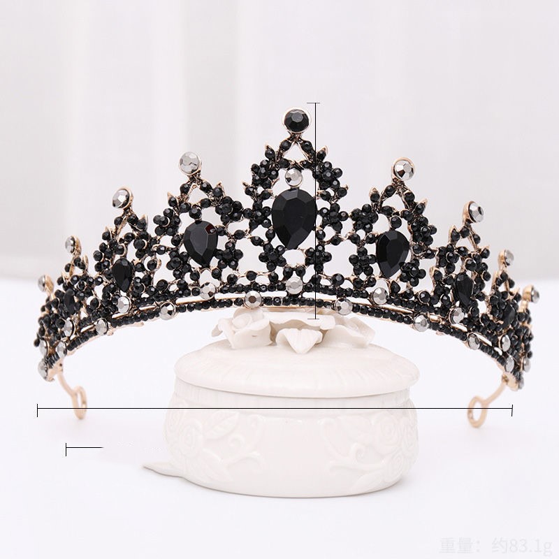 Black luxury crown bridal headdress wedding dress Style W - Shop at LoveMi