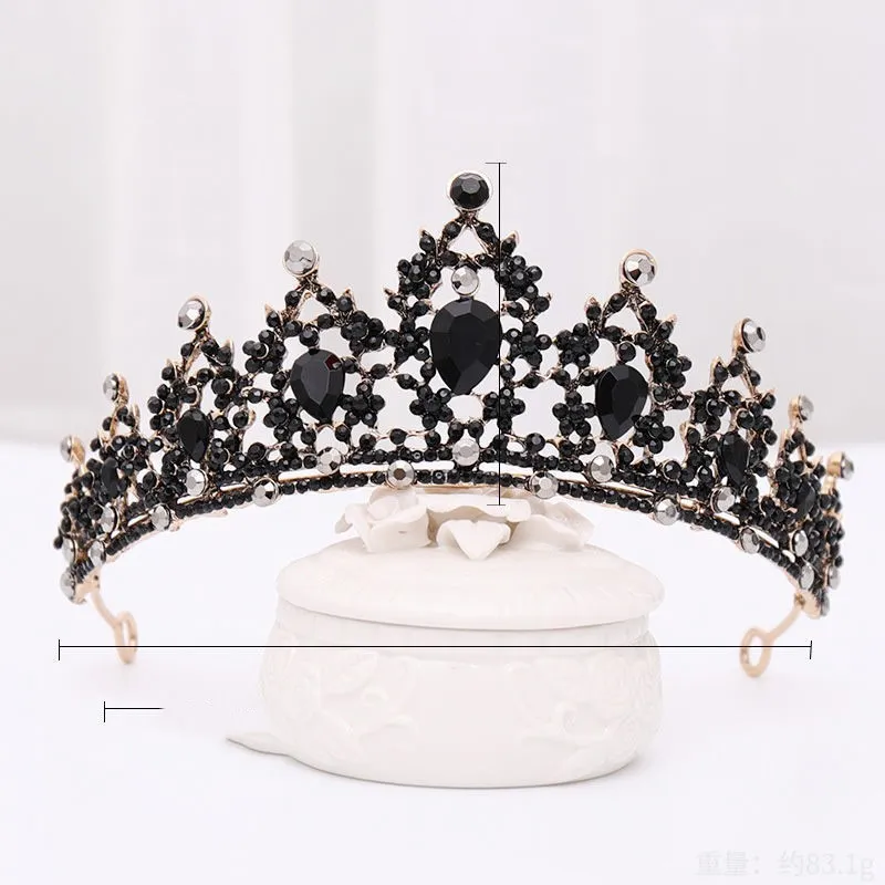 Black luxury crown bridal headdress wedding dress - Style W