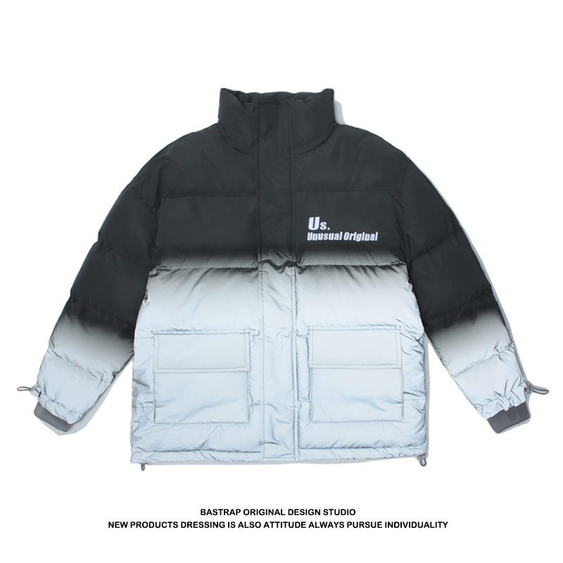 Fashionable tapered reflective Street coat cotton jacket