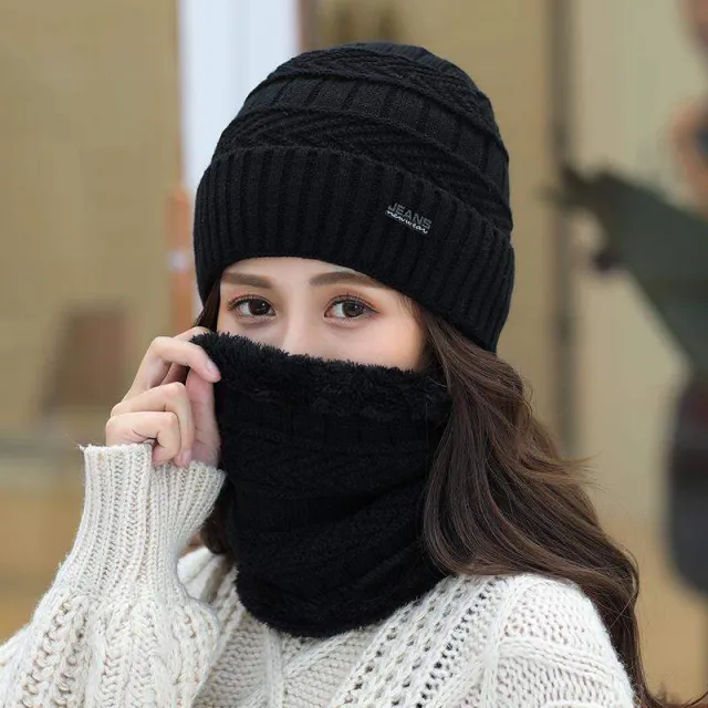 Thickened warm knit cap Black - Shop at LoveMi