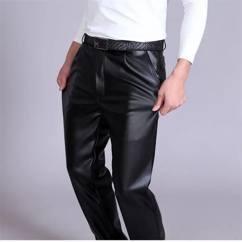 Slim-fit small feet skinny thin leather pants