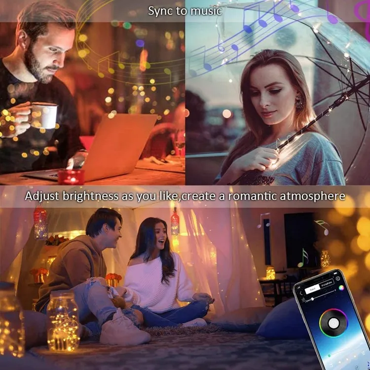 APP Light String Mobile Phone Bluetooth USB Copper Wire Music Decorative Lantern – image 2