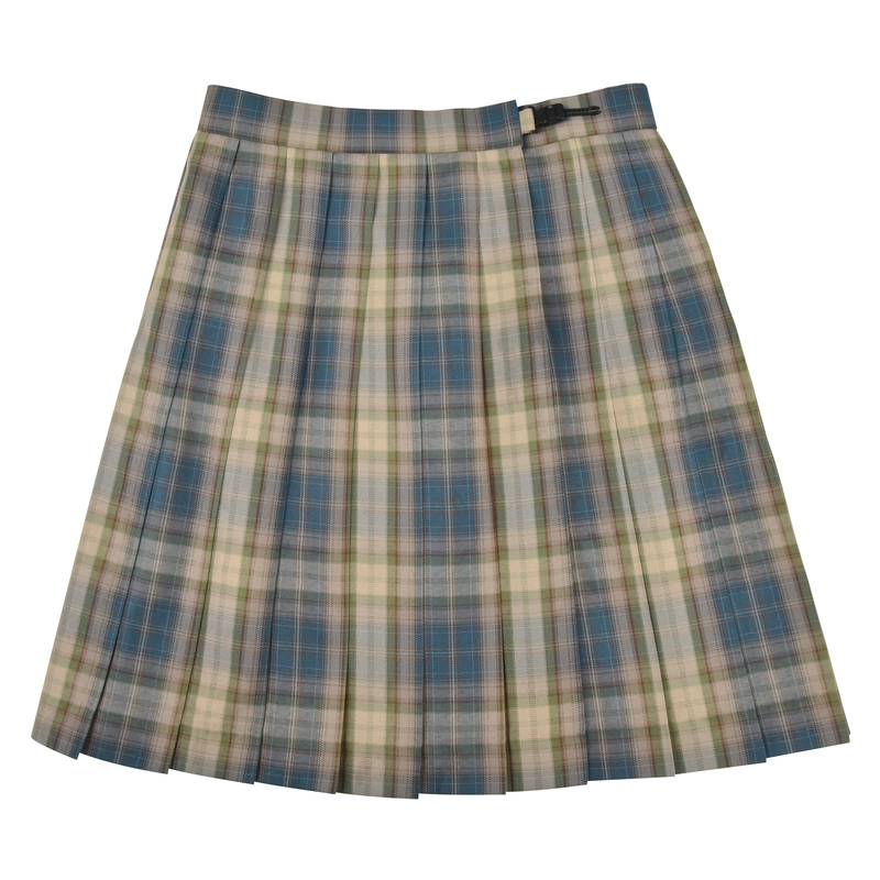 Uniform plaid bust A-line pleated skirt