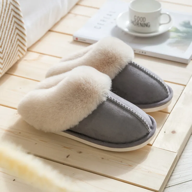 Suede cotton slippers - Grey
