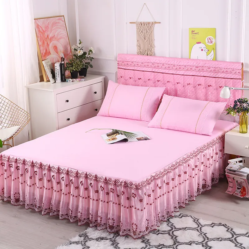 Lace bedspread lace bed skirt - Pink