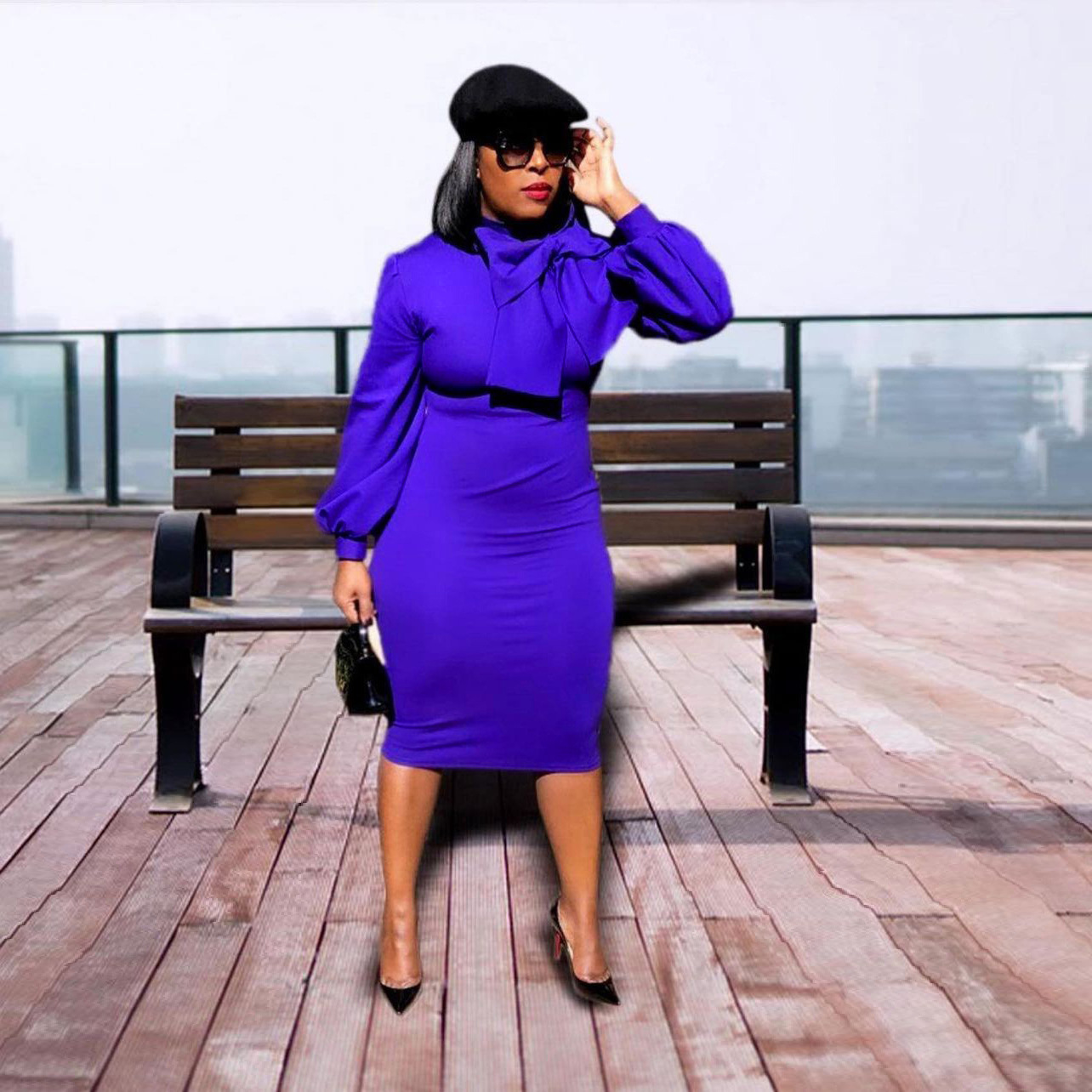 Autumn and winter long sleeved African dress Blue - Shop at LoveMi