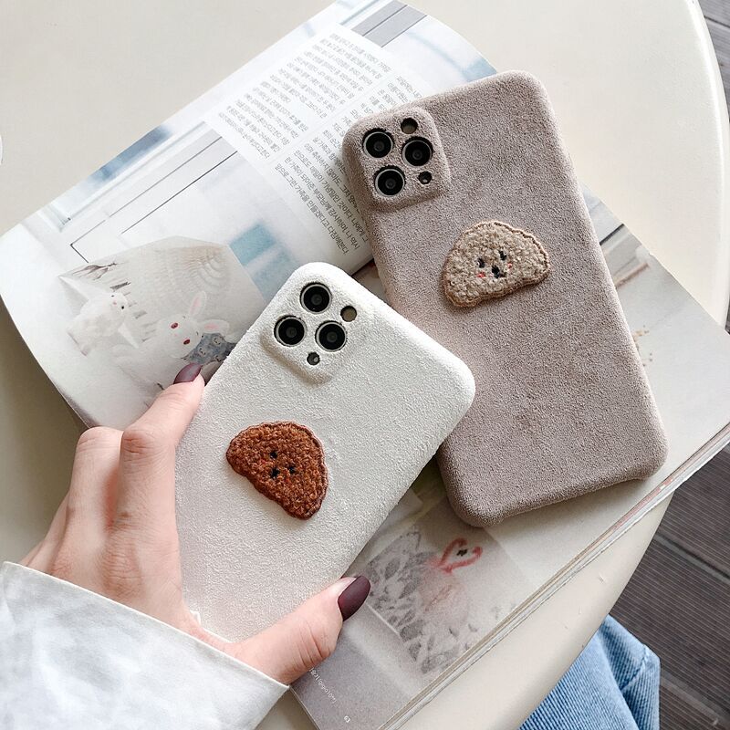 Embroidered Teddy Head Plush Phone Case - Image 5