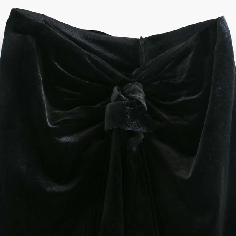 European and American autumn velvet fringed skirt
