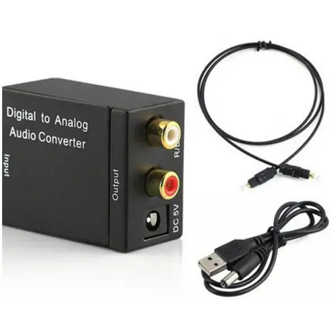 Digital to Analog Audio Converter Adapter Optical Fiber Coaxial