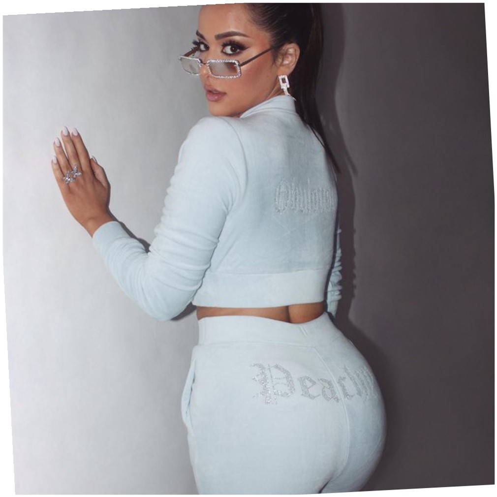 Leisure Midriff Two-piece Womensexy Hot Drilling Suit