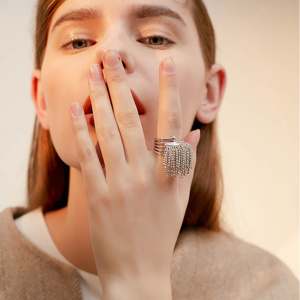 Ear tassel spring multi ply index finger ring