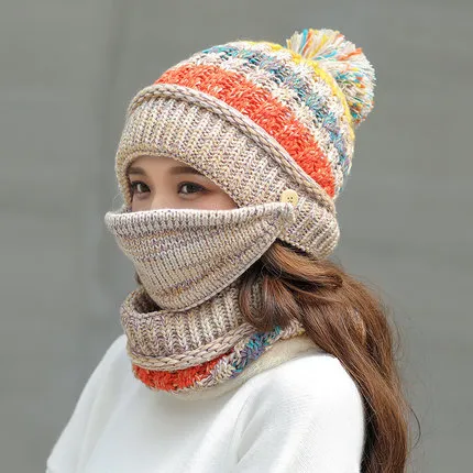 Korean winter knitted hat Beige - Shop at LoveMi