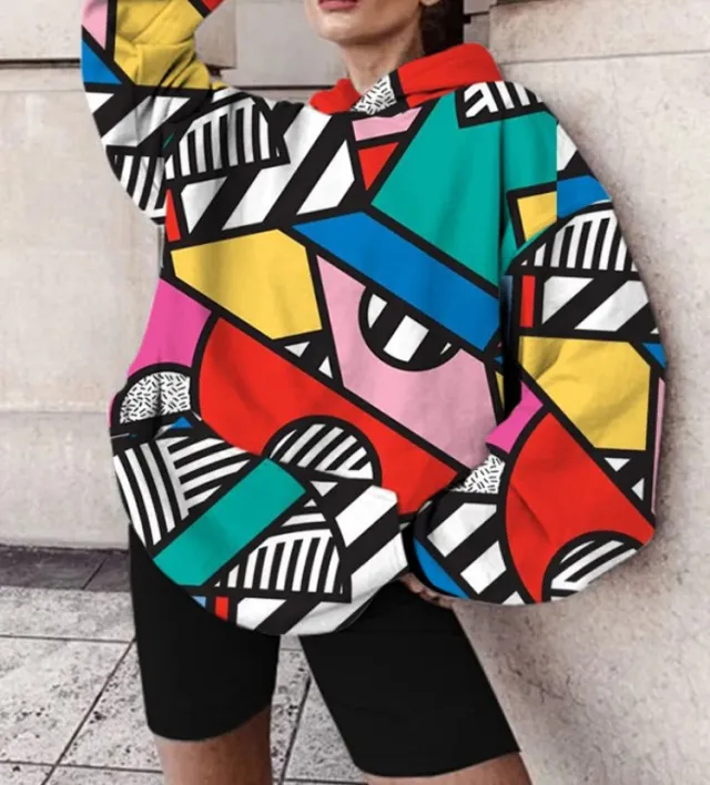 Geometric print women's sweatshirt Green - Shop at LoveMi