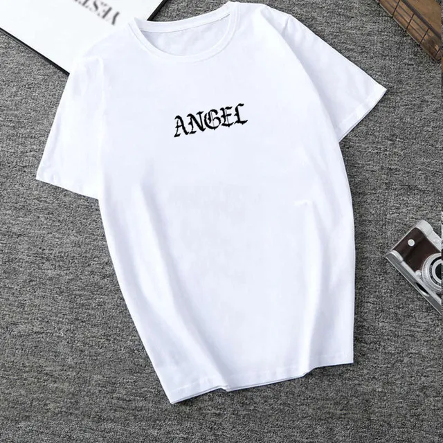 Long Sleeve Letter Angel Print Sweatshirt 1 White - Shop at LoveMi