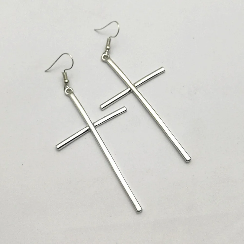 Geometric natural cross earrings alloy plating earrings - Silver