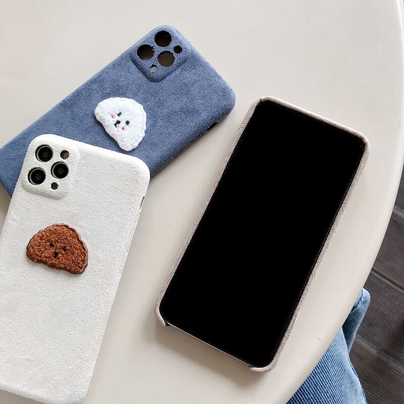 Embroidered Teddy Head Plush Phone Case - Image 3
