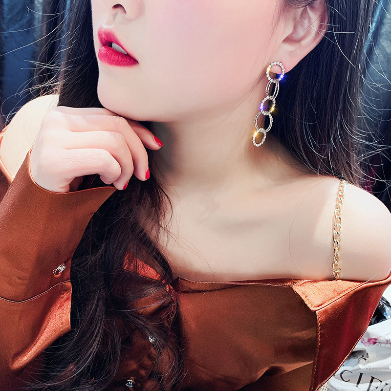 Multiple rhinestone circle earrings