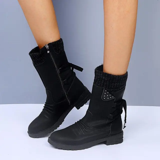 Woolen snow boots with thick heel and large Martin boots Black - Shop at LoveMi