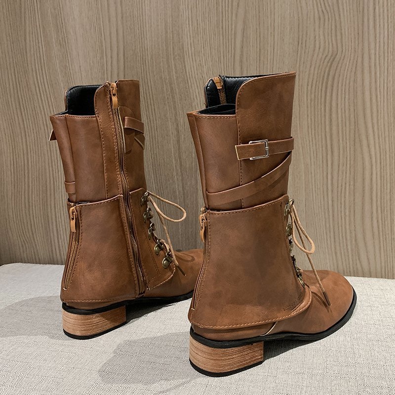 Show thin thick heel British style short boots