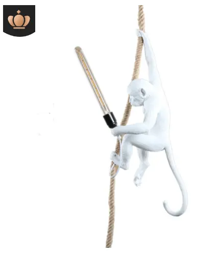 Resin Black White Gold Monkey Lamp Pendant