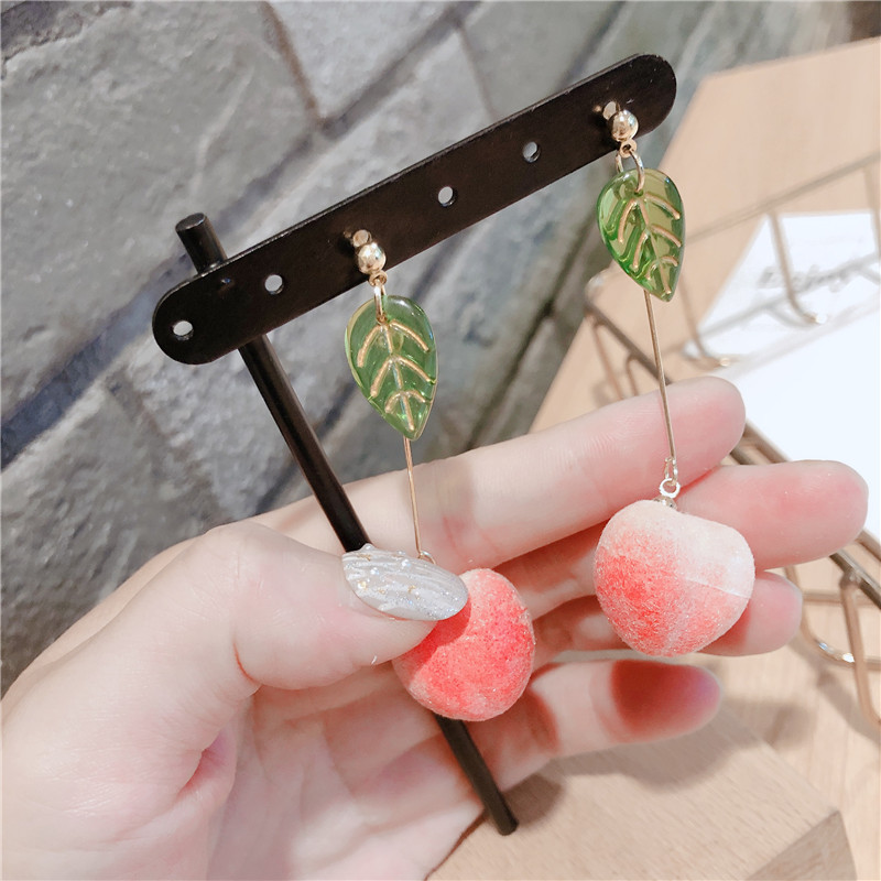 Cute Girly Earrings with Peach 925 Silver Needle
