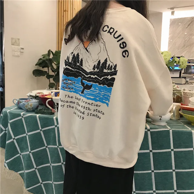 Loose round neck lazy style bf thin student sweater Apricot - Shop at LoveMi