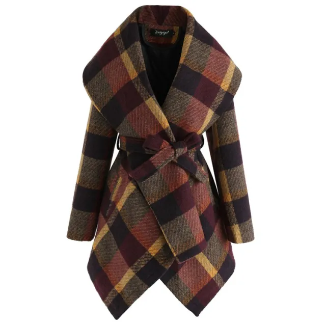 Women's winter irregular plaid coat Purple - Shop at LoveMi