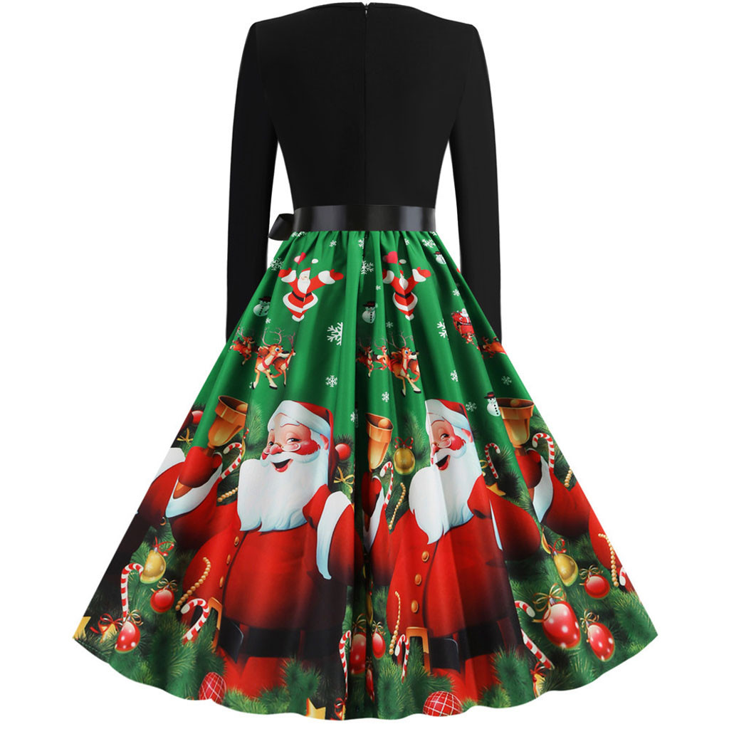 Christmas long sleeve printed dress