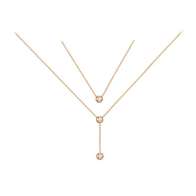 Double-layer Diamond-studded Titanium Steel Necklace
