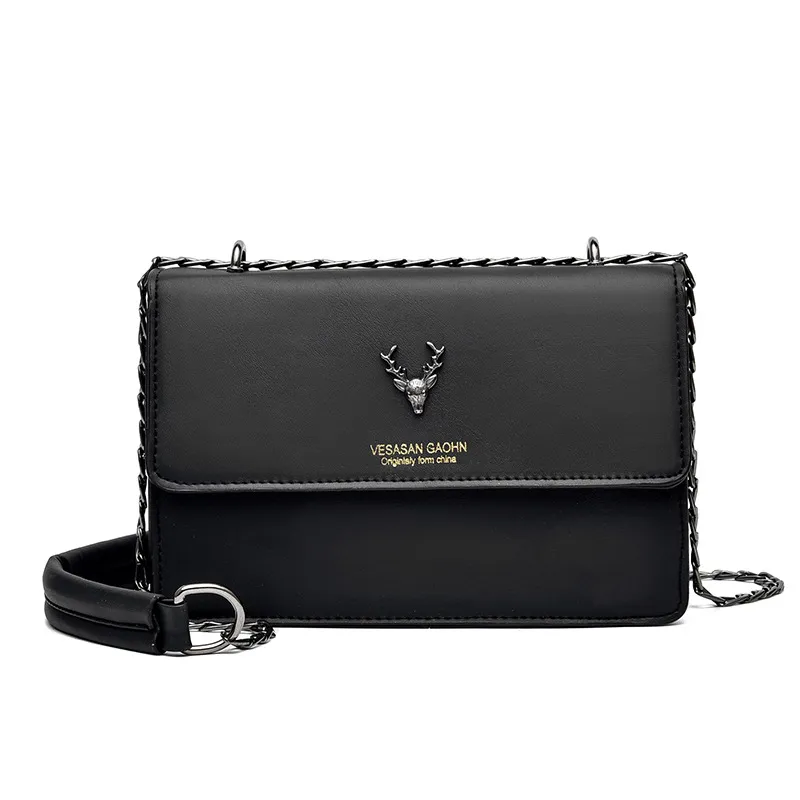 Fashion versatile chain messenger bag - Black