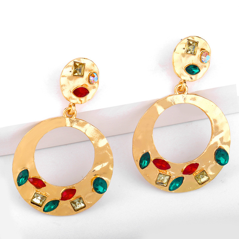 Creative large earrings alloy hollow circle jewelry