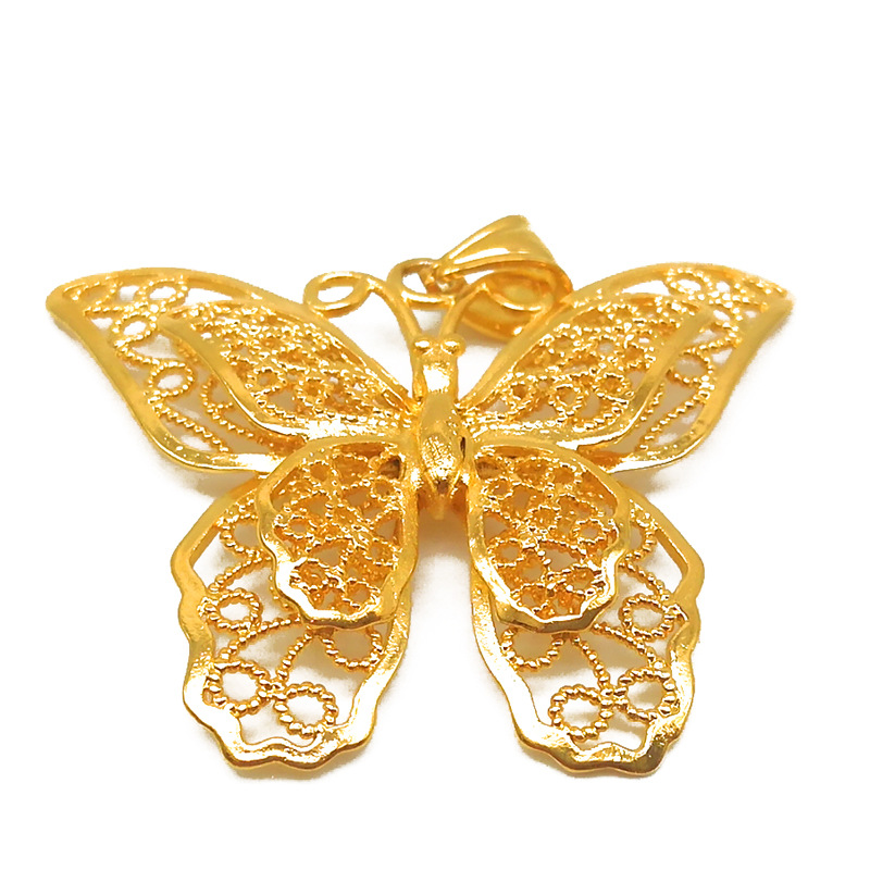 Gold-plated brass butterfly pendant