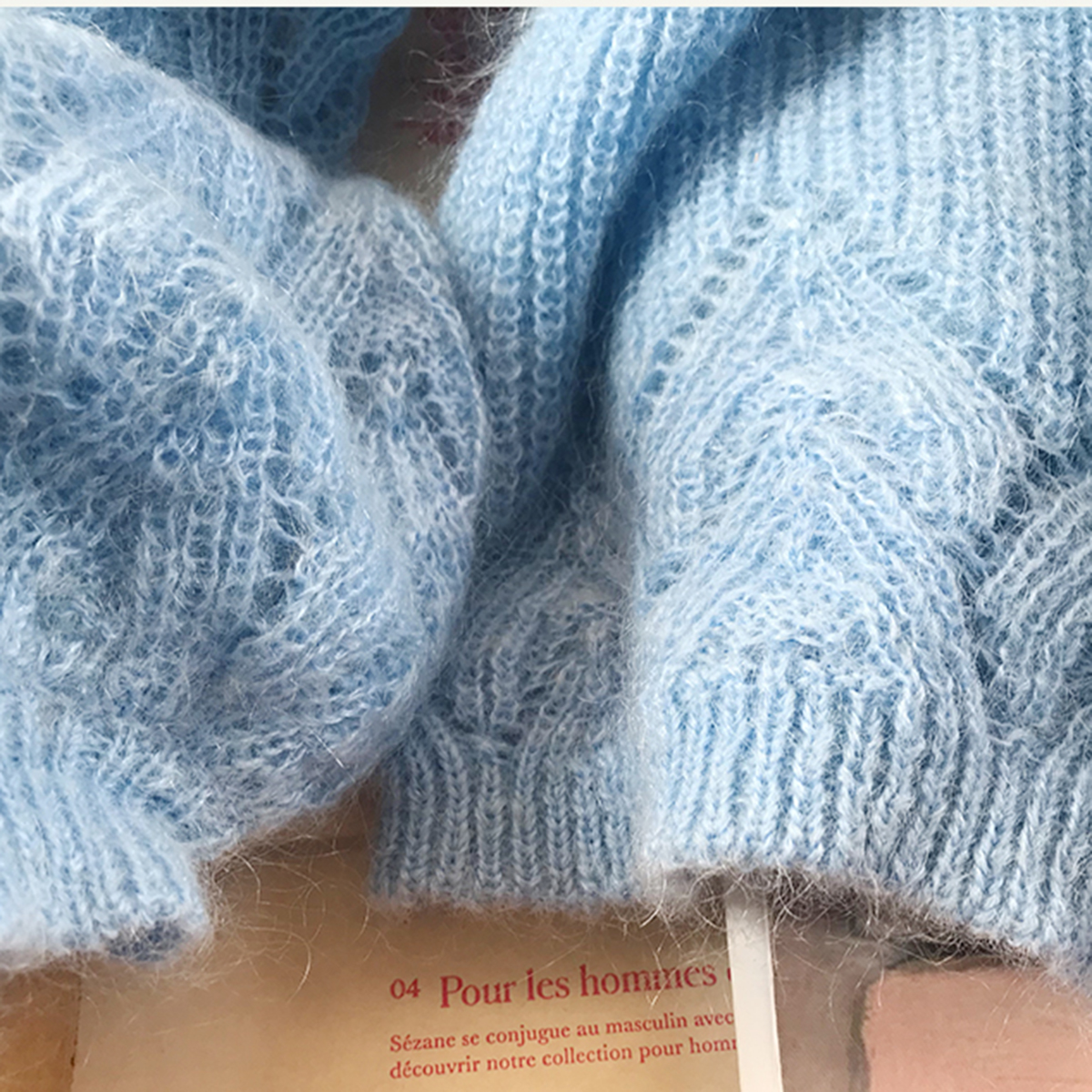 Long sleeve Lantern Sleeve mohair sweater