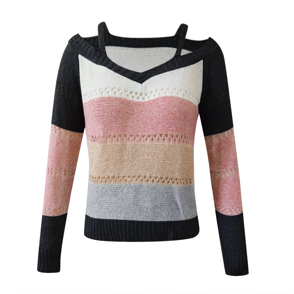 Off-the-shoulder long-sleeved sweater