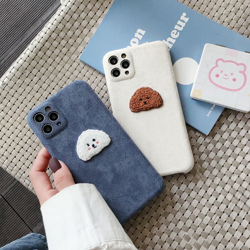 Embroidered Teddy Head Plush Phone Case - Image 4