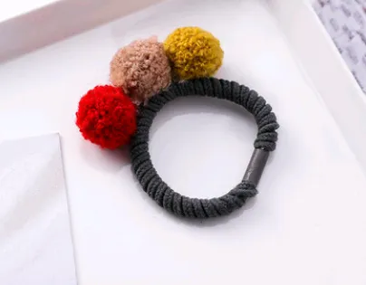 Head rope super fire colored hair ball hair rope ball hair ring cute rubber band Sen hair accessories female Gray Big Hair Ball - Shop at LoveMi