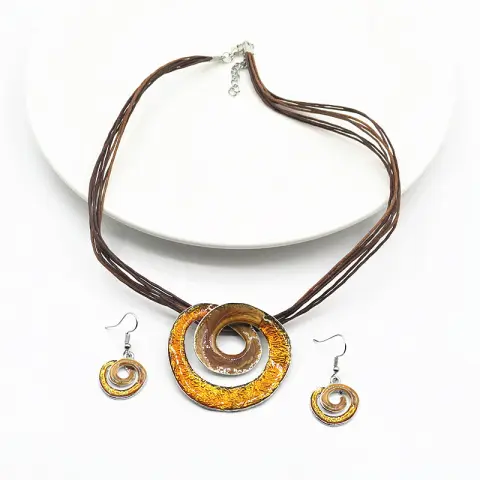 Wax Line Paint Geometric Short Necklace Earrings Set